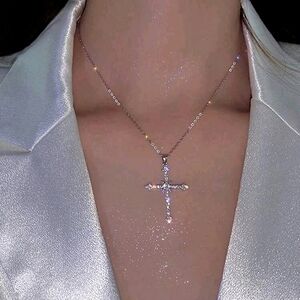 Cubic Zirconia Cross Charm Necklace